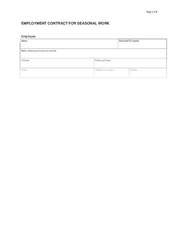 Employment contract for seasonal work Avtalsmallar